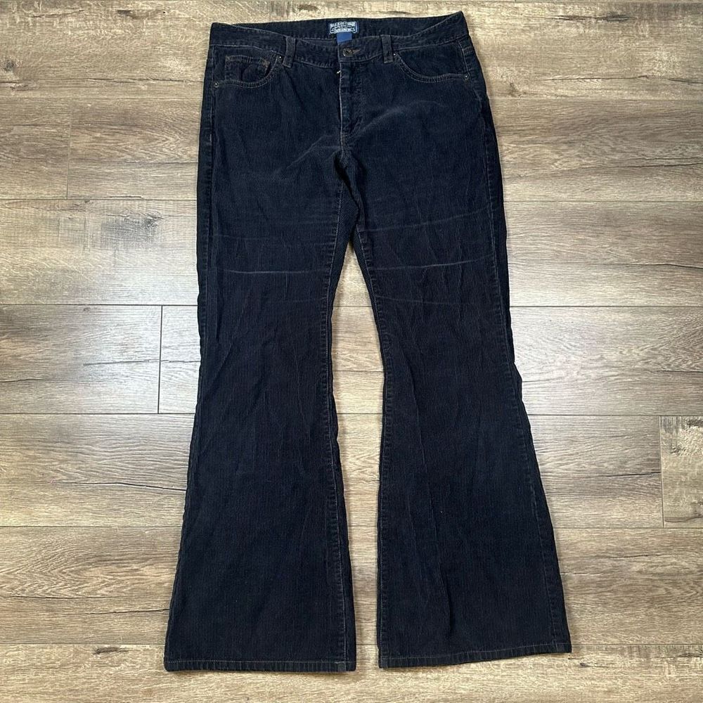 Polo Jeans Women’s Size 10 Inseam 32 Corduroy Pants Navy Blue Flare Leg Stretch